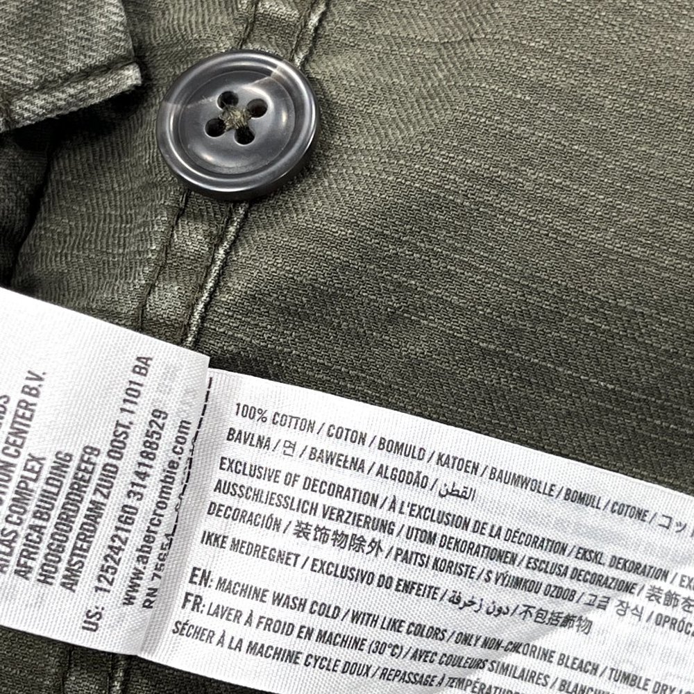 A&F Men's XS Military Shirt Jacket Army Green Camo Button Down Cotton Shacket - Picture 13 of 16